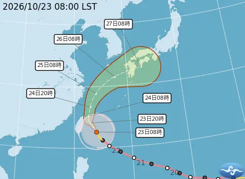 ▲薔琵颱風上午移動速度已經逐漸減慢，今明兩天，颱風中心可能在東部外海出現不規則運動。（圖／中央氣象署cwa.gov.tw）