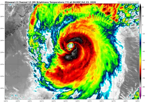 ▲薔琵颱風東側的環流結構，明顯比西側維持的良好。（圖／翻攝tropical tidbits）