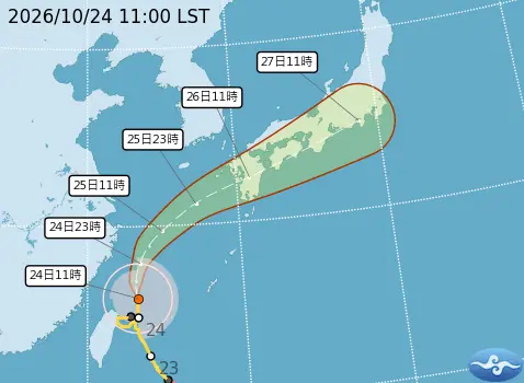 ▲薔琵颱風已經結束打轉、滯留，今（24）日將逐漸加速北上，氣象署預估傍晚左右解除陸上警報。（圖／中央氣象署cwa.gov.tw）