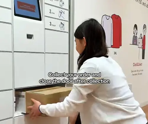 ▲最近UNIQLO推出「網購自助取件櫃」，不只台灣門市可見，就連其他國家如馬來西亞等也有提供。（圖／TikTok@uniqlo_malaysia）