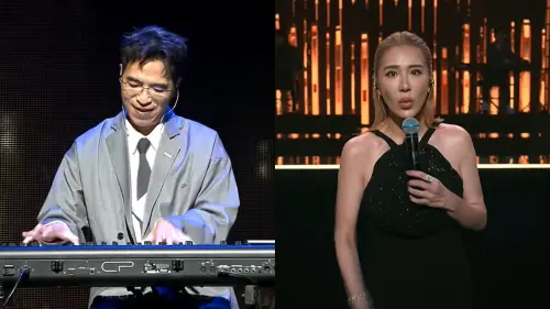 ▲小禎（右圖）帶領6位Keyboard老師向所有幕後Keyboard老師致敬，主持功力被網友稱讚很穩。（圖／三立電視）