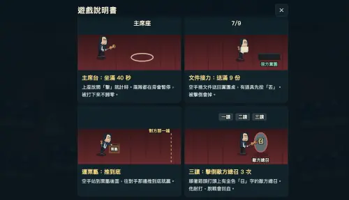 ▲《議場大亂鬥》獲勝條件包括「運送文件、推動票匭，爭奪主席台控制權、擊倒對方總召3次」。（圖／《議場大亂鬥》）