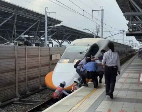 ▲高鐵台南站9月21日在列車進站時旅客不明原因墜落軌道，結果該名旅客就是河口湖命案的井女。（圖／Threads@jimbtcusdt）