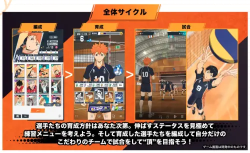 ▲《排球少年!! ALL Challengers》主打角色培育玩法，玩家可以自由編排隊伍、安排訓練菜單，再帶領親手培育的球員參加比賽，打造專屬夢幻隊伍。（圖／翻攝自《排球少年!! ALL Challengers》）