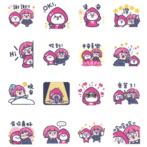 ▲LINE免費貼圖「大幸 × momo co」。（圖／取自LINE）