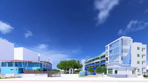 ▲鳳林國中以「與自然共存共榮」為校園規劃核心理念，融入低碳建築、太陽能設施及綠意景觀設計，落實節能減碳與環境友善。（模擬圖／高市府教育局提供）