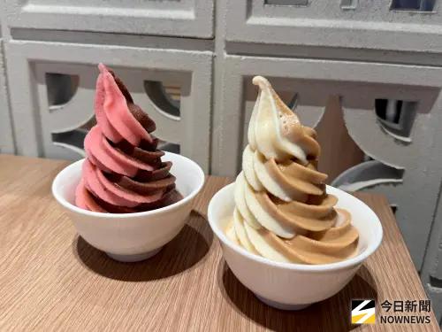 ▲石二鍋自助吧升級，吃得到草莓巧克力綜合、牛奶桂圓綜合共6款霜淇淋。（圖／記者蕭涵云攝）