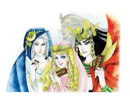 ▲經典少女漫畫《王家的紋章》也加入明治巧克力100週年慶祝行列。（圖／翻攝自明治官方網站meiji.co.jp）