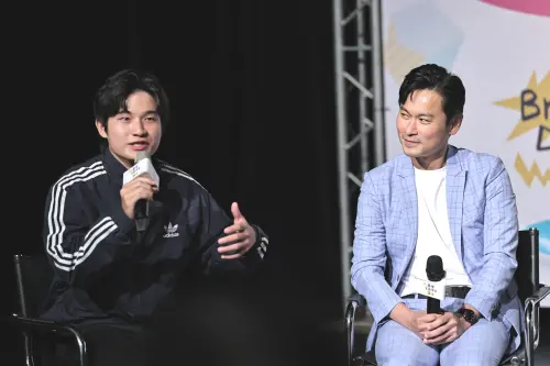 ▲基隆市政府「在地好演員」記者會，以青年原創短劇《巨星的誕生》揭開序幕，並邀請演員藍鈞天、陳彥廷與青年學子交流。（圖／基隆市政府提供）