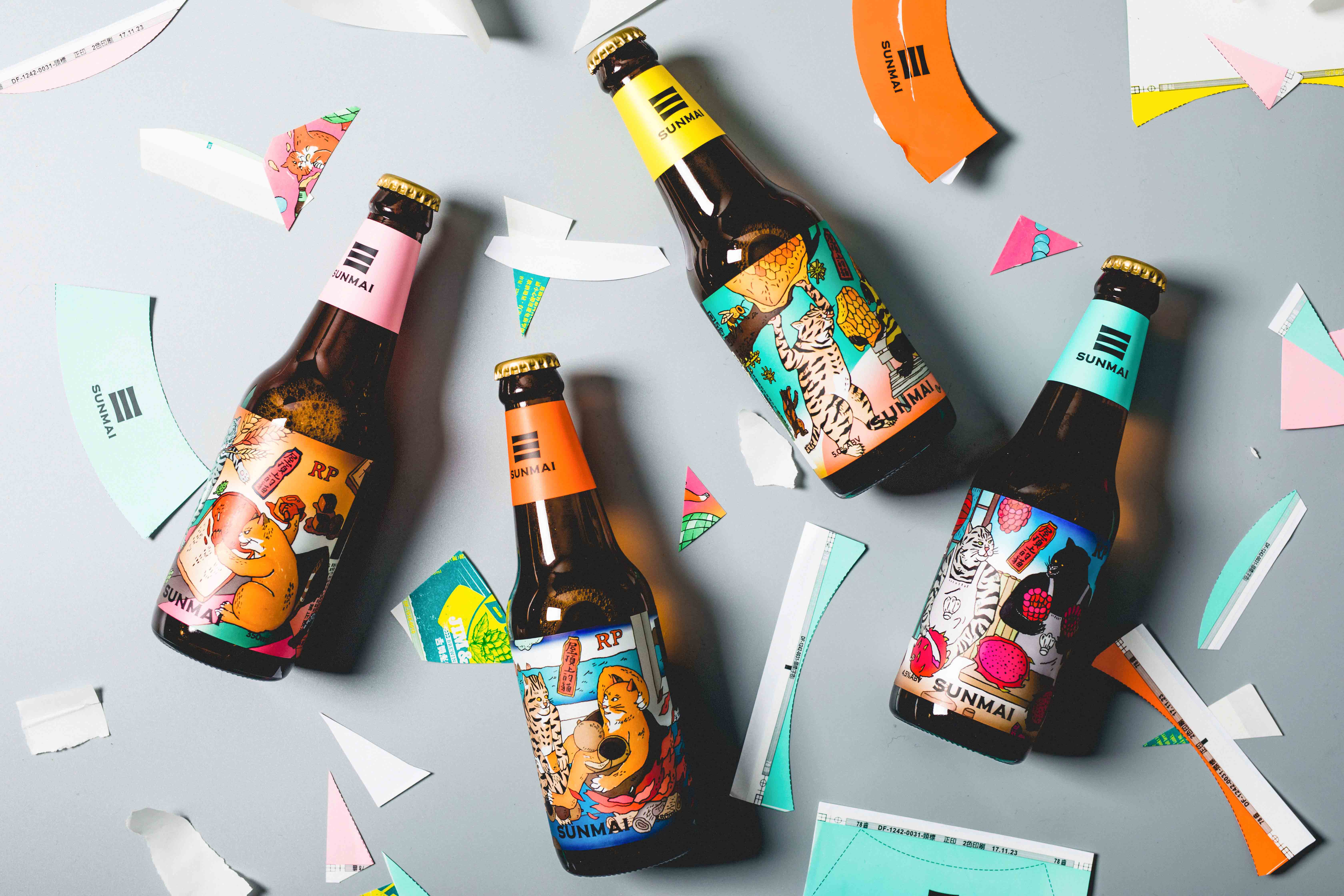 「SUNMAI金色三麥 x 屋頂上的貓」推出全新設計款啤酒，以四隻家貓為發想
