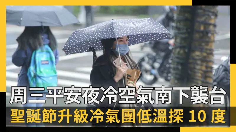 周三平安夜冷空氣南下襲台  聖誕節升級冷氣團低溫探10度