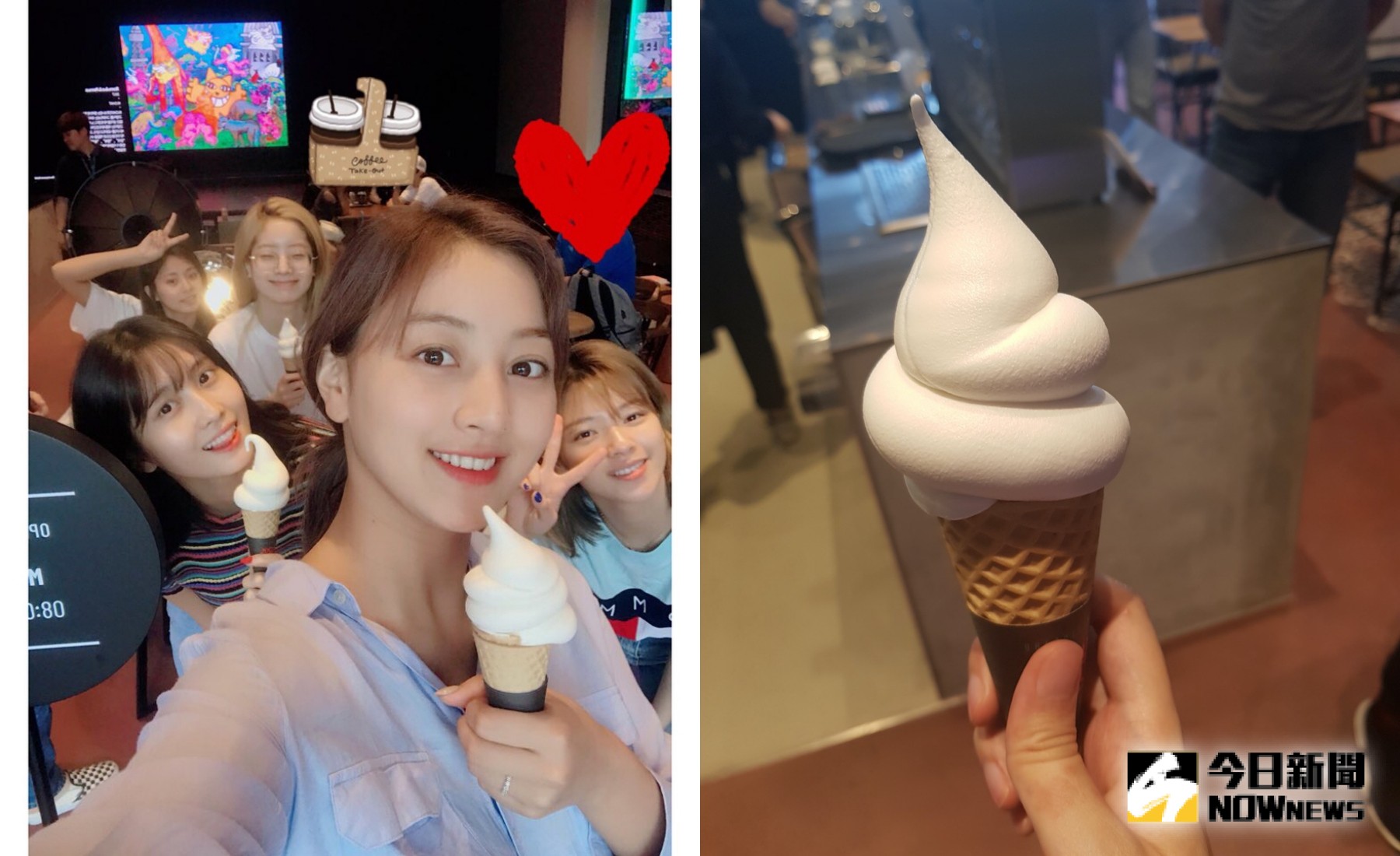 ▲「JYP娛樂」員工一樓咖啡廳的冰淇淋是粉絲必吃甜品。（圖／TWICE IG、記者陳雅蘭攝）